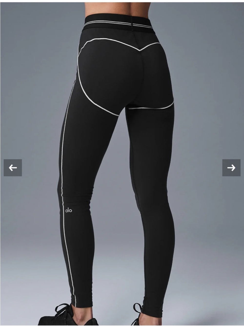 Alo Yoga Airbrush High Waist Heart Throb Leggings Black/ White Sz L 12-14 W54341 - Picture 4 of 15